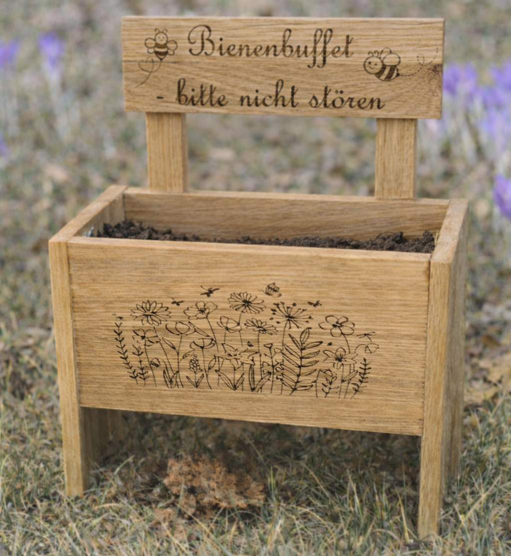 Bienenbuffett Gravur Blumenbank