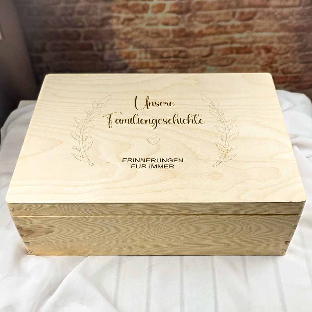 Familien-Erinnerungsbox aus Kiefernholz – personalisiertes Geschenk für Familie, Eltern und Großeltern