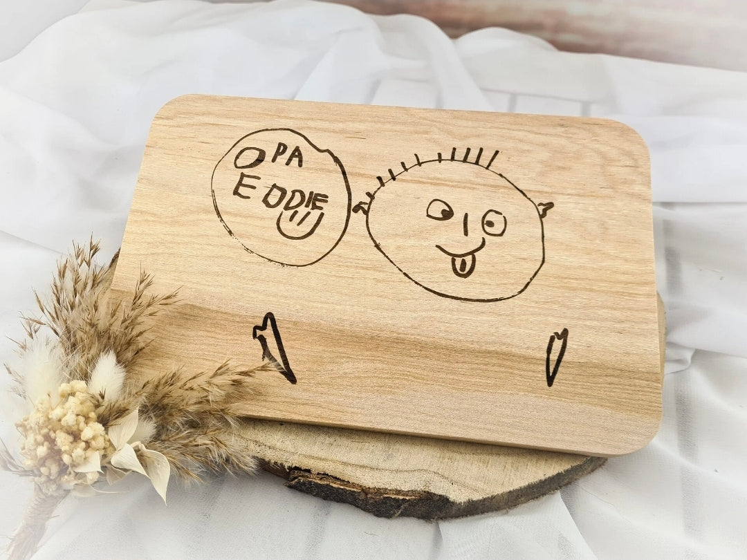 Frühstücksbrettchen mit Kinderzeichnung Kundenauftrag 