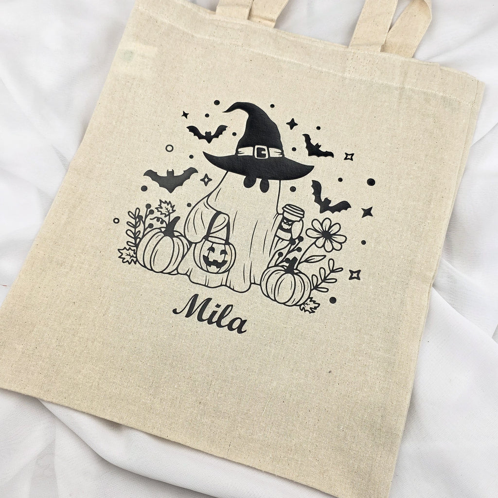 Halloweenbeutel mit Aufdruck Geist und Name