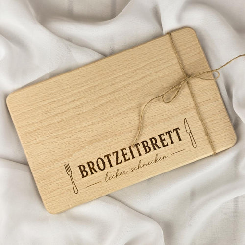 Frühstücksbrett mit Brotzeit Gravur oben Ansicht